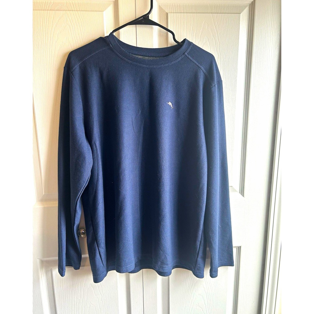 Tommy Bahama Men's Blue Knit Embroidered Pullover Sweatshirt Crew Neck L